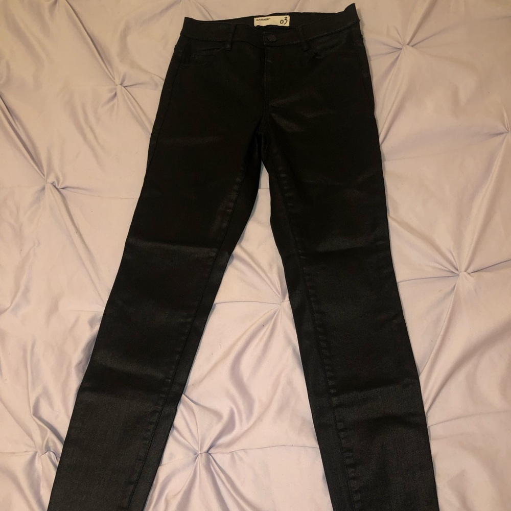 Metallic skinny jeans